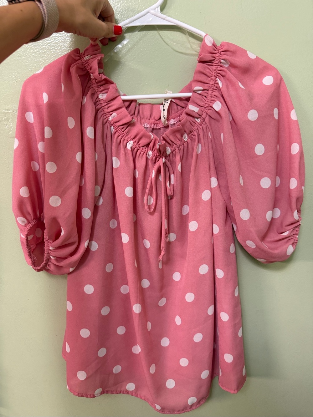 Vine & Love Pink Polka Dot Peasant Tunic